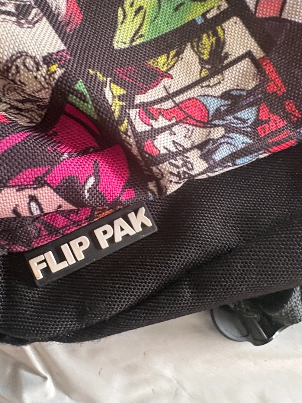 Marvel Black Backpack with Multicolor Comic-Print Front Pocket